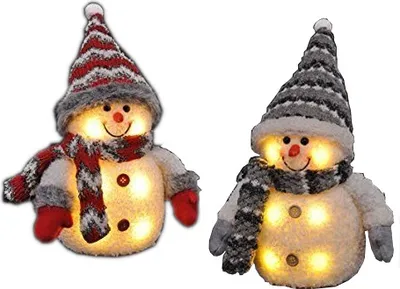 Produktbild von 2x Großer Schneemann mit Beleuchtung LED Weihnachtsdekoration Weihnachten Schnee 6 LED 20 cm Weihnachtsbeleuchtung Dekoration