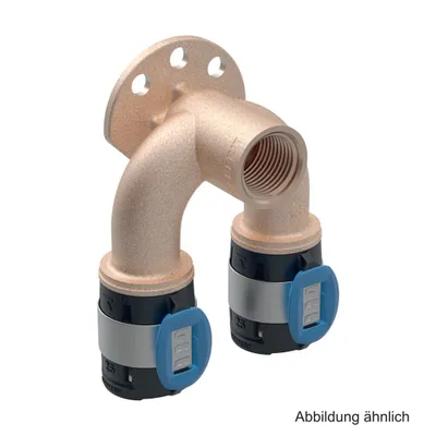 Produktbild von Geberit FlowFit Doppelanschlusswinkel 90°, 16 mm x 1/2" x 16 mm, L: 52 mm
