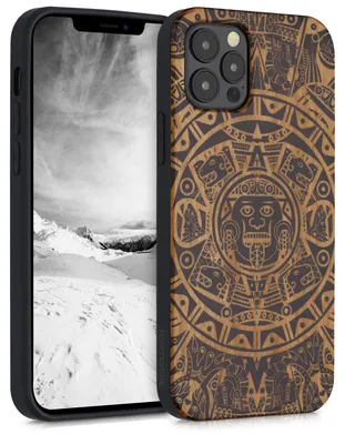 Produktbild von kwmobile Handyhülle für Apple iPhone 12 / iPhone 12 Pro Hülle Holz - Case mit TPU Bumper - Stoßfestes Hardcase - Schutzhülle Cover in Hellbraun