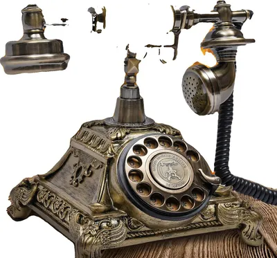Zdjęcie produktu dla Telefon z tarczą w stylu vintage, przewodowa konstrukcja, wysokiej jakości żywica i stop cynku