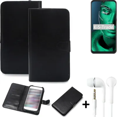 Produktbild von K-S-Trade Wallet Case Handyhülle kompatibel mit ZTE Blade 10 Schutzhülle Flip cover Flipstyle Tasche Hülle Flipcover Slim Bumper schwarz + in ear