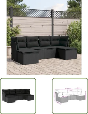 Produktbild von The Living Store 6-tlg. Garten-Sofagarnitur mit Kissen Schwarz Poly Rattan