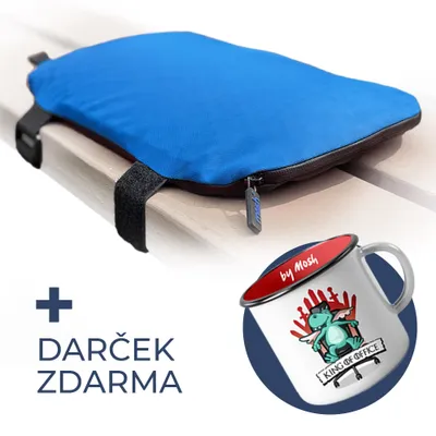 Obrázok produktu pre Mosh Kamper - Outdoorový podsedák / Podložka na sedenie s gélom a vodeodolným nepoškiabateľným poťahom (modrá/čierna) + DARČEK ZDARMA Smaltový hrnček Mosh
