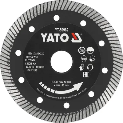 Produktbild von YATO Trennscheibe Winkelschleifer YT-59982 Mangan-Stahl 22,2mm 125mm