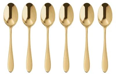 Productafbeelding van Sambonet Velvet Edelstahl/PVD Gold Set 6 Mokkalöffel S0196-S00017-S0013 52712GA7