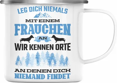 Produktbild von Trendation - Frauchen Emaille Tasse Geschenk Lustig Spruch Hundebesitzerin Geschenke Hund (Silber)