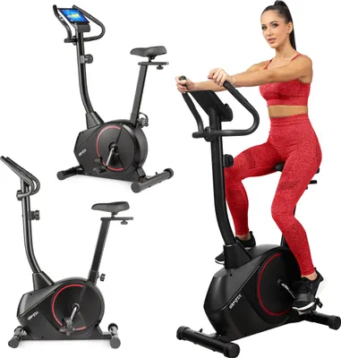 Image de Gymtek® Vélo d'appartement magnétique, vélo pour la maison - jusqu'à 135kg - 8 niveaux de résistance, masse d'inertie 9kg - écran LCD - pour Home Gym Fitness