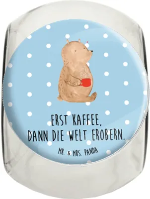 Produktbild von Mr. & Mrs. Panda Süßigkeitenglas Bär Kaffee XL 2000ml - Blau Pastell - Geschenk, Motivation, Bonbonglas, Teedose, Dekoglas, Teddy, Kaffeedose, Coffee, keksdose glas