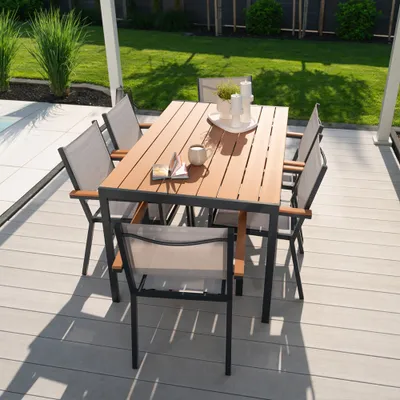 Produktbild von HOME DELUXE Garten-Sitzgruppe CANTOS SEDIA 150 x 90 cm |Gartenmöbel, Loungemöbel, Aluminiumtisch, Balkontisch