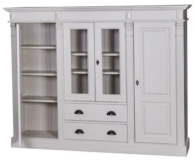 Produktbild von Casa Padrino Landhausstil Wohnzimmerschrank mit 4 Türen und 2 Schubladen Hellgrau 180 x 39 x H. 140 cm - Wohnzimmermöbel im Landhausstil