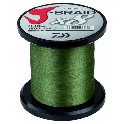 Image de DAIWA J-Braid X8, 3000m, 0,24mm, 18,00kg / 39,68lbs, vert foncé, tresse de pêche, 12751-324