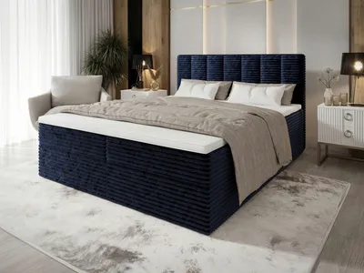 Produktbild von Tiliani B&B Home Boxspringbett Tiliani, 200x200 cm, Blau, ruhige Formensprache und wohnliche Ausstrahlung für moderne und klassische Schlafzimmer