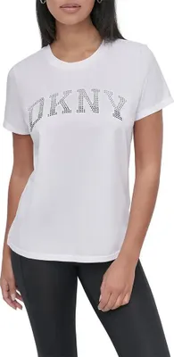 Obrázek produktu pro Dkny Arched Varsity Rhinestone Ombre tričko s krátkým rukávem White M Women White M
