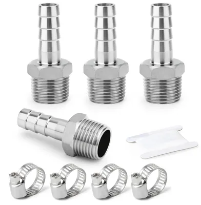 2er-Pack Schlauchverschraubung 1/4" x 8 mm, Edelstahl