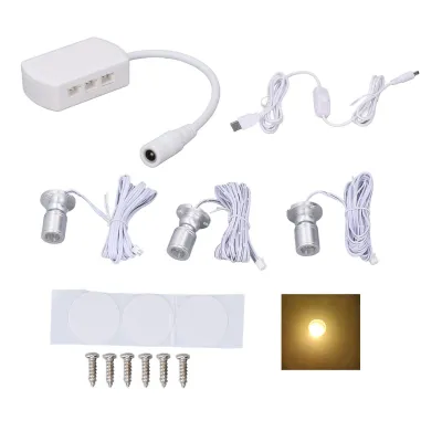 Obrázok produktu pre Mini LED reflektory, 5V USB, stmievateľné, 1-3 úrovne, ideálne na výstavy šperkov, strieborná farba, teplé svetlo