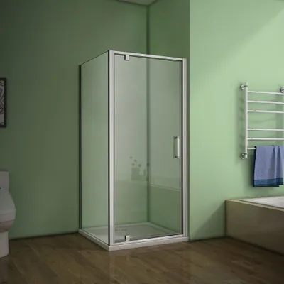 Produktbild von Duschkabine 100x185cm Duschabtrennung Pendeltür Schwingtür mit 80cm Seitewand 5mm ESG Sicherheitsglas Mattgrau Nischentür