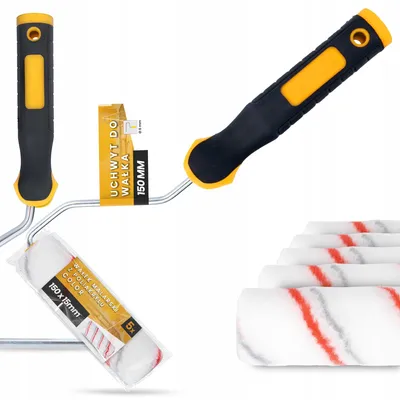 Produktbild von TRCR Malerwalzen Set 15 cm Poliakryl mit Griff für Farben & Lacke