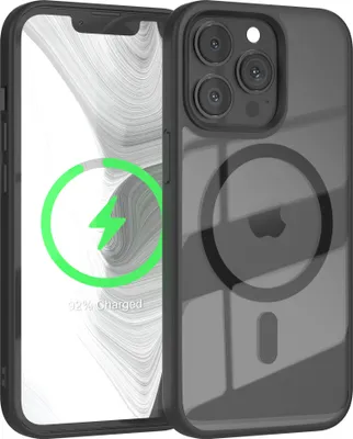 Produktbild von EAZY CASE Clear MagSafe Case für Apple iPhone 13 Pro, Qi-Charging, Silikon mit Kameraschutz, Bumper Case in Schwarz