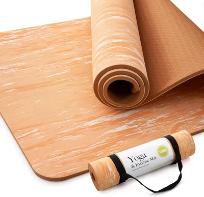 Image de Tapis de yoga de 10 mm, en caoutchouc et TPE, antidérapant, avec sangle de transport, idéal pour l'entraînement à domicile