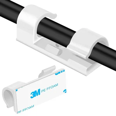 Produktbild von Kabelklemme Kabelclip Kabelhalter - Selbstklebend - Weiß - 100 Stück