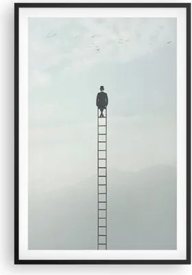 Produktbild von Gerahmtes Poster - Schwarzer Rahmen - Leiter Himmel Symbol - 61x91,5 cm - Wand Bild - Wanddeko - Wandbilder - Kunstposter - Wandposter - Bilderrahmen - Bilder - Kunstdruck - P2BPA61x91-4463