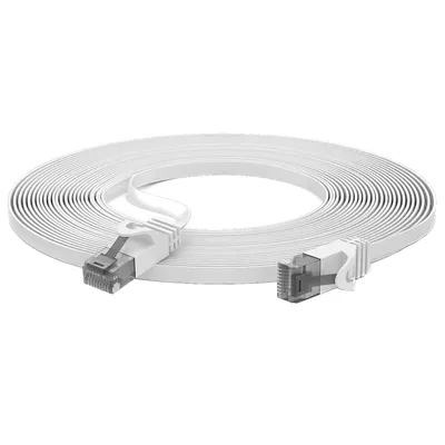 Produktbild von ORSEM 10m CAT 7 LAN Kabel Flach RJ45 Netzwerkkabel Ethernet Patchkabel RJ45 PC Kabel Kupfer bis 10 Gbit/s - Weiß