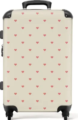 Produktbild von NoBoringSuitcases.com® Großer Koffer - Rosa - Herzen - Muster - Kombinationsschloss TSA - Hartschalen Trolley 4 Rollen - 72 liter - Reisekoffer - 66 cmKoffer Mittelgroß 67x43x25 cm, 72L,
