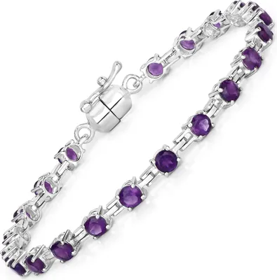 Zdjęcie produktu dla Bransoletka Vira Jewels z rodowanego srebra próby 925 z okrągłym ametystem