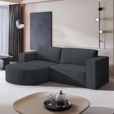Produktbild von Masseno Ecksofa SORELA P L-S mit Schlaffunktion L-Form, Sofa mit Bettkasten, Wohnzimmersofa, Couch, Soffa, Bettsofa, Couchgarnitur- Grau, POSO 34