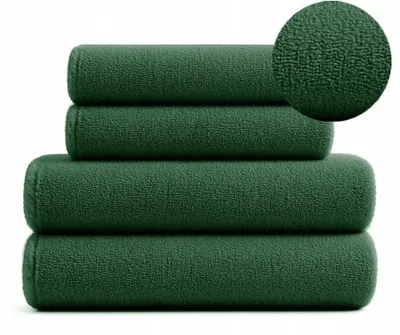 Produktbild von Handtuch Set - 100% Baumwolle - 420g/m2 - 2x50x90cm+2x70x140cm - Extra Saugfähig - dunkelgrün - hohe Grammatur - Diana