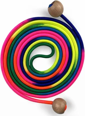 Image de Corde à sauter pour plusieurs personnes, 5 mètres, pour 2 à 4 personnes, avec poignées en bois, idéale pour les jeux en extérieur