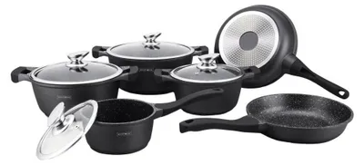 Image de Ensemble de poêles et casseroles, 6 pièces - Noir