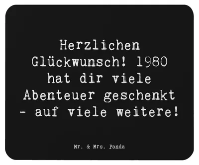 Produktbild von Mr. & Mrs. Panda Mauspad Spruch 1980 Geburtstag Abenteuer - Schwarz - Geschenk, Jahrgang, laptop, liebevolle Geschenke, Mousepad, Happy Birthday, Alter, mausteppich