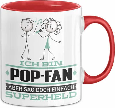 Produktbild von Pop-Fan Geschenk Tasse Ich Bin Pop-Fan Aber Sag Doch Einfach Superheld Lustige Geschenkdiee für Pop-Fan Kaffee-Becher (Rot)