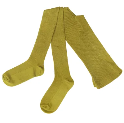 Produktbild von Damen Strumpfhosen aus Baumwolle 2:2 Rippe Senf Größe 48-50