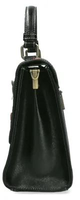 Produktbild von Laura Vita Damen Umhängetasche mit Überschlag und Blumenmuster Astry 04, Farbe:Schwarz