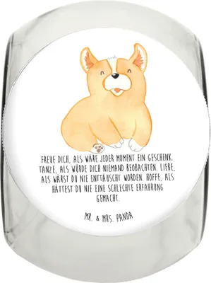 Produktbild von Mr. & Mrs. Panda leckerlidose Corgie XL 2000ml - Weiß - Geschenk, Lebensfreude, Vorratsglas, Spruch, Keksdose, Hund, Lebensfroh, glasbehälter, Corgi, Bonbonglas, Sprüche