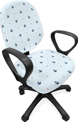 Produktbild von ABAKUHAUS Anker Bürostuhl Schonbezug, Rote Herzen Nautical, dekorative Schutzhülle aus Stretchgewebe, Baby Blue Dark Blue Red