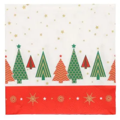 Obrázek produktu pro Papstar Vánoční stromky třívrstvé ubrousky 33 x 33 cm 100 kusů