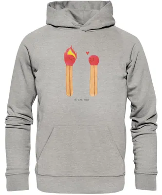 Produktbild von Mr. & Mrs. Panda Kuschelhoodie Streichhölzer Größe XXL - Heather Grey - Geschenk, Kapuzenpulli, Freundin, Pullover, Sweatshirt, Liebesbeweis, Hoodie, Liebesgeschenk