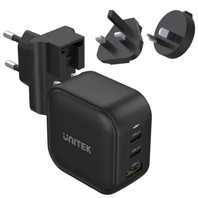 Immagine prodotto di Caricabatterie UNITEK PRO GaN con 2 porte USB-C, 66 W, PD e QC