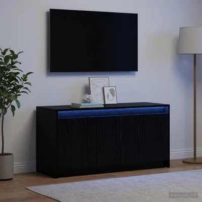 Zdjęcie produktu dla Maison Exclusive - Komody RTV, wymiary 100 x 34 x 50 cm, kolor czarny, imitacja dębu, płyta wiórowa