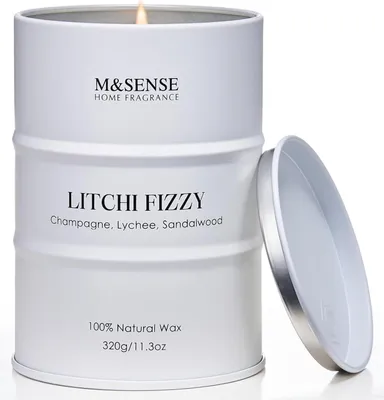 Image de Bougie parfumée M&SENSE Litchi Fizzy 320g 70h Bougie de soja été Cadeau d'aromathérapie