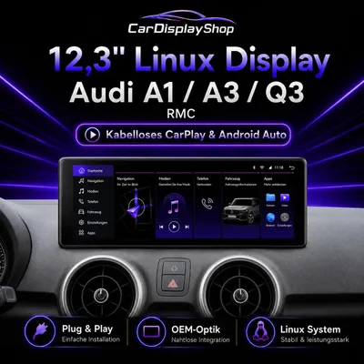 Produktbild von 12,3" Linux Display Audi A1/A3/Q3 RMC CarPlay & Android Auto