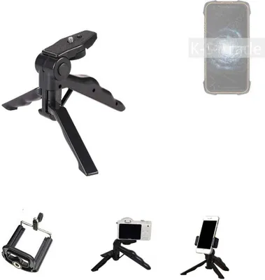 Produktbild von K-S-Trade Stativ Tisch-Ständer Dreibein Handy-Stativ Ständer kompatibel mit Cubot KingKong 6 Mini-Stativ Smartphone Tripod Handy-Stativ aus Plastik