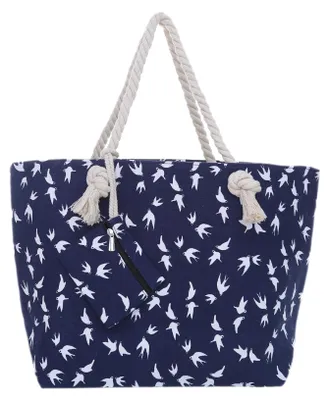 Produktbild von Große Strandtasche Shopper mit Reißverschluss - maritimes Design Möwe blau-weiß