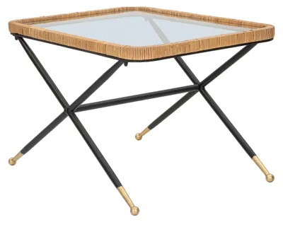 Produktbild von Trat - Couchtisch, 70x50x45 cm Schwarz, Detail in Rattanoptik