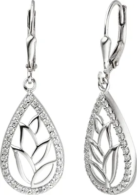 Produktbild von Ohrhänger Tropfen aus 925 Silber mit 64 Zirkonia Boutons Ohrringe Ohrschmuck