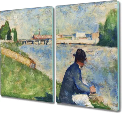 Produktbild von Coloray Schneidebrett Herdabdeckplatte 2x30x52 cm Kochplattenabdeckung Küchenbrett Hackbrett - Wasser Malerei Menschen