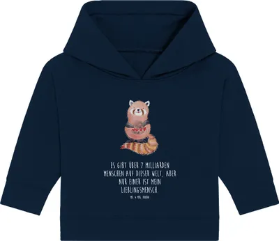 Produktbild von Mr. & Mrs. Panda Organic Baby Hoodie Roter Panda 12. - 18. Monat - French Navy - Geschenk, Liebling, Lustige Sprüche, Kapuzenshirt, Lieblingsmensch, Kapuzensweatshirt